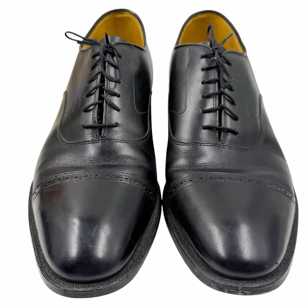 Johnston Murphy Handcrafted Black Leather Cap Toe Oxford Dress Shoes 12 B AA